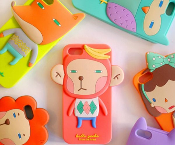 卡通動物硅膠手機殼，全包防摔手機套-硅膠套